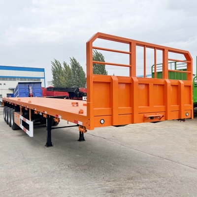 TITAN40/45/48/52ft Tri Axle flatbed Semi Trailer with Front Wall for Sale in Zambia