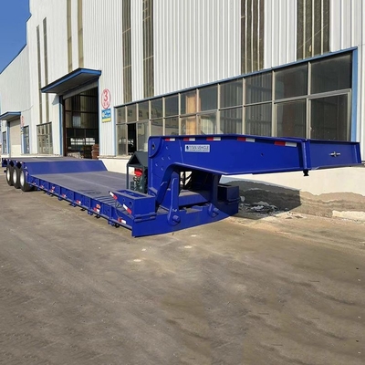 Tri Axle Removable Lowboy Gooseneck Semi Trailers 80 Ton Detachable Heavy Load Trailer for Sale