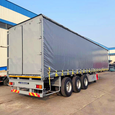 TITAN 3 Axle Pvc Tarpaulin Side Curtain Semi Trailer Curtainsider Dry Van Box Trailer for Sale in Russia