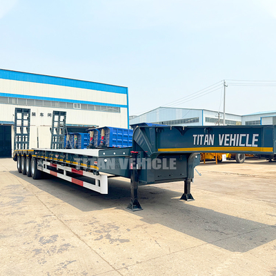 TITAN 4 Axle 100 Ton Lowbed Semi Trailer Low Bed Truck Trailer Loader for Sale