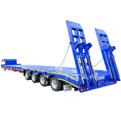 TITAN Heavy Duty 4 Axle 100 Ton Lowbed Truck Trailer Low Bed Semi Trailer for Sale