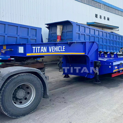 TITAN Heavy Duty 4 Axle 100 Ton Lowbed Truck Trailer Low Bed Semi Trailer for Sale