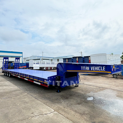 TITAN Heavy Duty 4 Axle 100 Ton Lowbed Truck Trailer Low Bed Semi Trailer for Sale