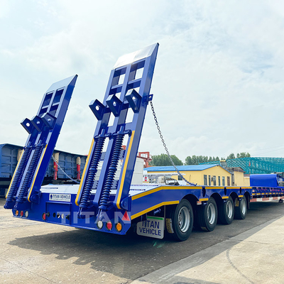 TITAN Heavy Duty 4 Axle 100 Ton Lowbed Truck Trailer Low Bed Semi Trailer for Sale