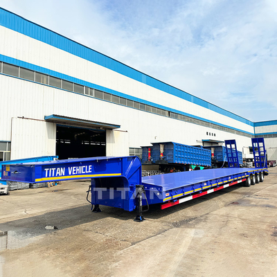 TITAN Heavy Duty 4 Axle 100 Ton Lowbed Truck Trailer Low Bed Semi Trailer for Sale
