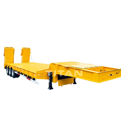 Factory Price TITAN 3 Axle Semi Lowbed Trailer Hydarulic Folding Ramp Low bed Truck Trailer for Sale