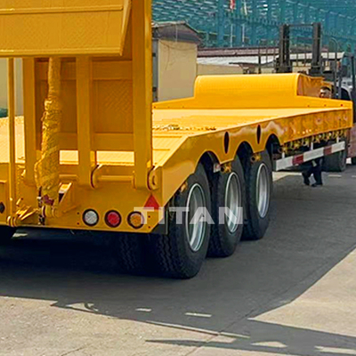 Factory Price TITAN 3 Axle Semi Lowbed Trailer Hydarulic Folding Ramp Low bed Truck Trailer for Sale
