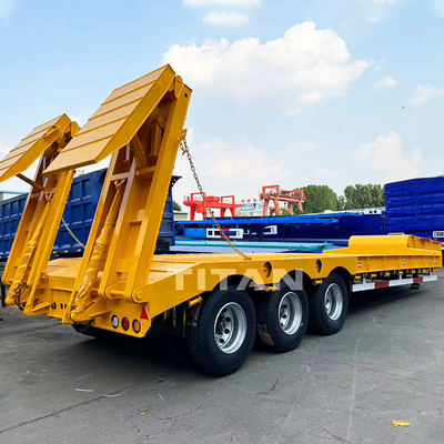 Factory Price TITAN 3 Axle Semi Lowbed Trailer Hydarulic Folding Ramp Low bed Truck Trailer for Sale