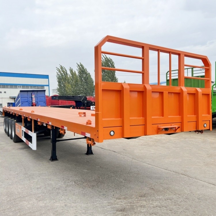 TITAN40/45/48/52ft Tri Axle flatbed Semi Trailer with Front Wall for Sale in Zambia
