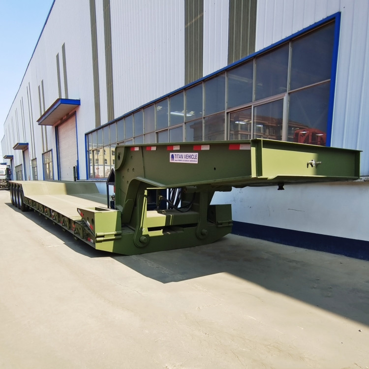 50/60/80/100 Ton Gooseneck Lowboy Detachable Lowboy Front Loader Trailer 3/4 Axle for Sale
