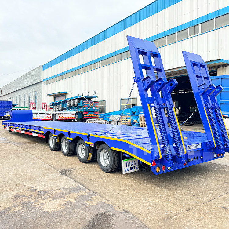 TITAN Heavy Duty 4 Axle 100 Ton Lowbed Truck Trailer Low Bed Semi Trailer for Sale